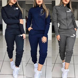 Hulianfu 2 Piece Set Spring Autumn Women Tracksuit Zipper Sweatshirt+Pants Sportwear Casual Women's Sports Suit Hoodies Set Female