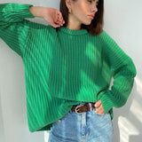 Hulianfu Women Solid Knitted Sweater Autumn Winter Casual Round Neck Long Sleeve Pullovers Female Loose Jumper Tops Oversized Sweaters