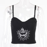 Black Corset Top Sexy Cute Spaghetti Strap Crop Top Fashion High Street Summer Women Cami Top 90s Y2k Aesthetic Camisole