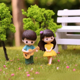 HULIANFU Mini Couple Figures Grandma Grandpa Sweety Lovers Couple Ornament For Fairy Garden Figurines Miniature Home Decoration