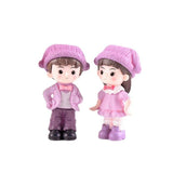 HULIANFU Mini Couple Figures Grandma Grandpa Sweety Lovers Couple Ornament For Fairy Garden Figurines Miniature Home Decoration