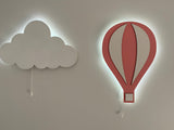 HULIANFU Set of 2- Nursery Cloud and Balloon Lamp, Cloud Lamp, Air Balloon Light, Wooden Led Light, Baby Night Lamp, My Childs Room Decor