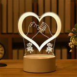 HULIANFU Romantic Love 3D Lamp Heart-shaped Balloon Acrylic LED Night Light Decorative Table Lamp Valentine Day Sweetheart Wife Gift