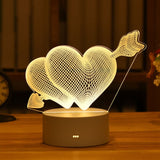 HULIANFU Romantic Love 3D Lamp Heart-shaped Balloon Acrylic LED Night Light Decorative Table Lamp Valentine Day Sweetheart Wife Gift
