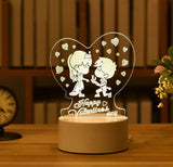 HULIANFU Romantic Love 3D Lamp Heart-shaped Balloon Acrylic LED Night Light Decorative Table Lamp Valentine Day Sweetheart Wife Gift