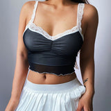 Black Corset Top Sexy Cute Spaghetti Strap Crop Top Fashion High Street Summer Women Cami Top 90s Y2k Aesthetic Camisole