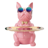 HULIANFU Nordic French Bulldog Sculpture Dog Statue Statue Jewelry Storage Table Decoration Gift Belt Plate Glasses Tray Home Art Statue