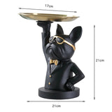 HULIANFU Nordic French Bulldog Sculpture Dog Statue Statue Jewelry Storage Table Decoration Gift Belt Plate Glasses Tray Home Art Statue