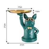 HULIANFU Nordic French Bulldog Sculpture Dog Statue Statue Jewelry Storage Table Decoration Gift Belt Plate Glasses Tray Home Art Statue