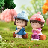 HULIANFU Mini Couple Figures Grandma Grandpa Sweety Lovers Couple Ornament For Fairy Garden Figurines Miniature Home Decoration