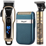 HULIANFU Professional Barber Hair Clipper Rechargeable Electric T-Outliner Finish Cutting Machine Beard Trimmer Shaver Cordless Corded