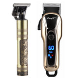 HULIANFU Professional Barber Hair Clipper Rechargeable Electric T-Outliner Finish Cutting Machine Beard Trimmer Shaver Cordless Corded