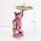 HULIANFU Nordic French Bulldog Sculpture Dog Statue Statue Jewelry Storage Table Decoration Gift Belt Plate Glasses Tray Home Art Statue