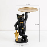 HULIANFU Nordic French Bulldog Sculpture Dog Statue Statue Jewelry Storage Table Decoration Gift Belt Plate Glasses Tray Home Art Statue