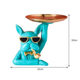 HULIANFU Nordic French Bulldog Sculpture Dog Statue Statue Jewelry Storage Table Decoration Gift Belt Plate Glasses Tray Home Art Statue