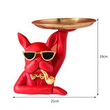 HULIANFU Nordic French Bulldog Sculpture Dog Statue Statue Jewelry Storage Table Decoration Gift Belt Plate Glasses Tray Home Art Statue