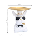 HULIANFU Nordic French Bulldog Sculpture Dog Statue Statue Jewelry Storage Table Decoration Gift Belt Plate Glasses Tray Home Art Statue