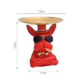 HULIANFU Nordic French Bulldog Sculpture Dog Statue Statue Jewelry Storage Table Decoration Gift Belt Plate Glasses Tray Home Art Statue