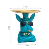 HULIANFU Nordic French Bulldog Sculpture Dog Statue Statue Jewelry Storage Table Decoration Gift Belt Plate Glasses Tray Home Art Statue