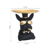 HULIANFU Nordic French Bulldog Sculpture Dog Statue Statue Jewelry Storage Table Decoration Gift Belt Plate Glasses Tray Home Art Statue