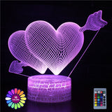 HULIANFU Romantic Love 3D Lamp Heart-Shaped Balloon Acrylic LED Night Light Room Decor Table Lamp Birthday Holiday Valentines Day Gift