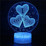 HULIANFU Romantic Love 3D Lamp Heart-Shaped Balloon Acrylic LED Night Light Room Decor Table Lamp Birthday Holiday Valentines Day Gift
