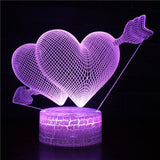 HULIANFU Romantic Love 3D Lamp Heart-Shaped Balloon Acrylic LED Night Light Room Decor Table Lamp Birthday Holiday Valentines Day Gift