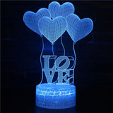 HULIANFU Romantic Love 3D Lamp Heart-Shaped Balloon Acrylic LED Night Light Room Decor Table Lamp Birthday Holiday Valentines Day Gift