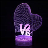 HULIANFU Romantic Love 3D Lamp Heart-Shaped Balloon Acrylic LED Night Light Room Decor Table Lamp Birthday Holiday Valentines Day Gift