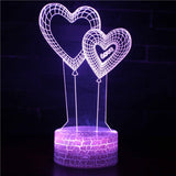 HULIANFU Romantic Love 3D Lamp Heart-Shaped Balloon Acrylic LED Night Light Room Decor Table Lamp Birthday Holiday Valentines Day Gift