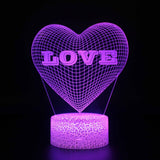 HULIANFU Romantic Love 3D Lamp Heart-Shaped Balloon Acrylic LED Night Light Room Decor Table Lamp Birthday Holiday Valentines Day Gift