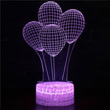 HULIANFU Romantic Love 3D Lamp Heart-Shaped Balloon Acrylic LED Night Light Room Decor Table Lamp Birthday Holiday Valentines Day Gift
