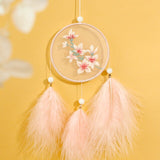 HULIANFU Rabbit Diy Embroidery Cross-stitch Wind Chimes Dreamcatcher Accessories Needlework Crafts for Adults Jewelry Material Package