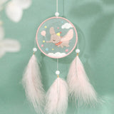HULIANFU Rabbit Diy Embroidery Cross-stitch Wind Chimes Dreamcatcher Accessories Needlework Crafts for Adults Jewelry Material Package