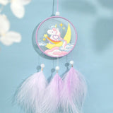 HULIANFU Rabbit Diy Embroidery Cross-stitch Wind Chimes Dreamcatcher Accessories Needlework Crafts for Adults Jewelry Material Package