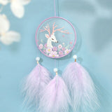 HULIANFU Rabbit Diy Embroidery Cross-stitch Wind Chimes Dreamcatcher Accessories Needlework Crafts for Adults Jewelry Material Package