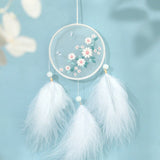 HULIANFU Rabbit Diy Embroidery Cross-stitch Wind Chimes Dreamcatcher Accessories Needlework Crafts for Adults Jewelry Material Package