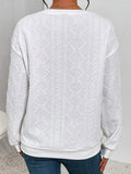 Women's Sweatshirt Pullover Basic White Solid Color Casual Round Neck Long Sleeve Textured Top Micro-elastic Fall & Winter