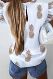 hulianfu O Neck Loose Ruffled Tops