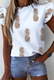 hulianfu O Neck Loose Ruffled Tops