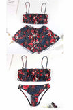 hulianfu Summer Floral Print Spring Three-pieces Swimwear