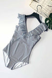 hulianfu Ruffled Striped One-Piece Swimsuit ( 3 Colors)